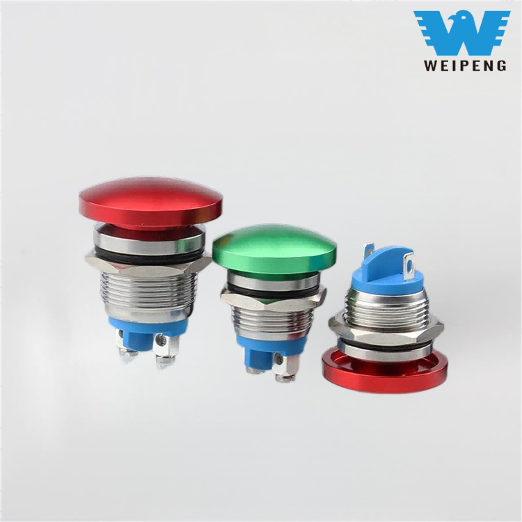 سوئیچ تنظیم مجدد دکمه فشاری فلزی 16/19/22 میلی متری قارچ