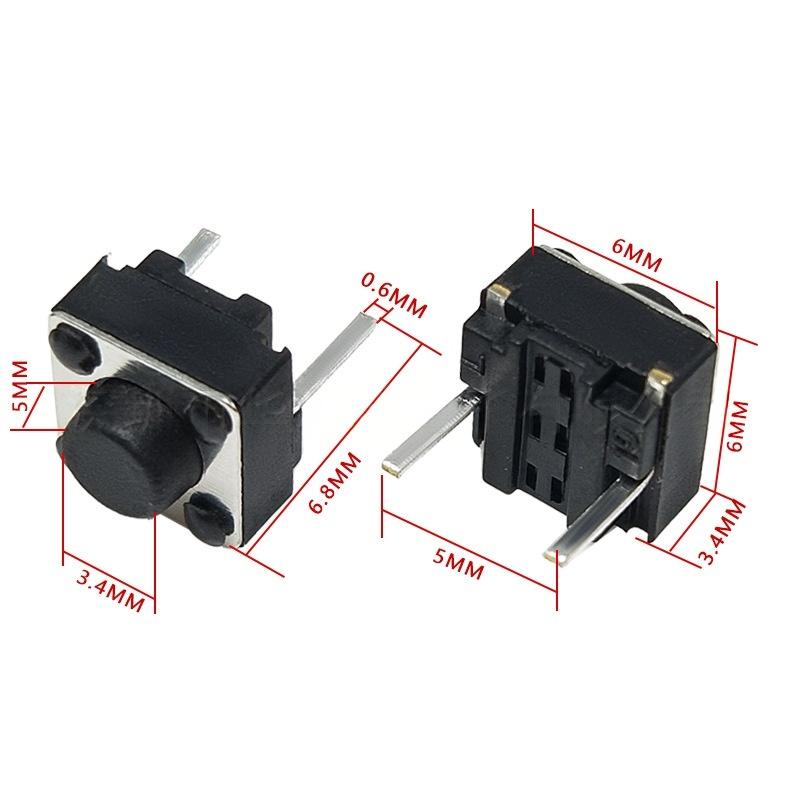 سوئیچ دکمه ای لمسی عمودی میکرو حرکتی 6*6*5 دو پین